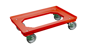 Chariot porte bacs, dim. 615 x 410mm, charge 300 kg, coloris rouge