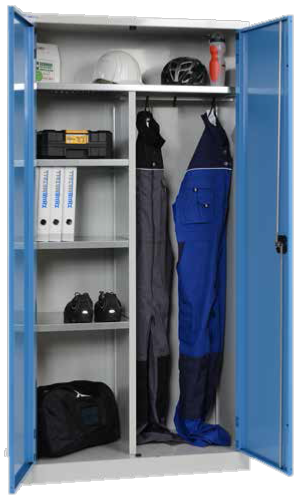 Armoire vestiaire avec portes battantes et paroi de séparation, 1950 x 1000 x 500 mm 