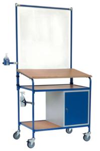 Pupitre roulant avec accessoires de protection