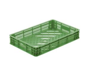 Bac Euro Fruits et Légumes 600x400x100mm, fond et parois ajourés, vert