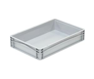 Bac plastique Europe 600x400x120mm, parois pleines, coloris gris